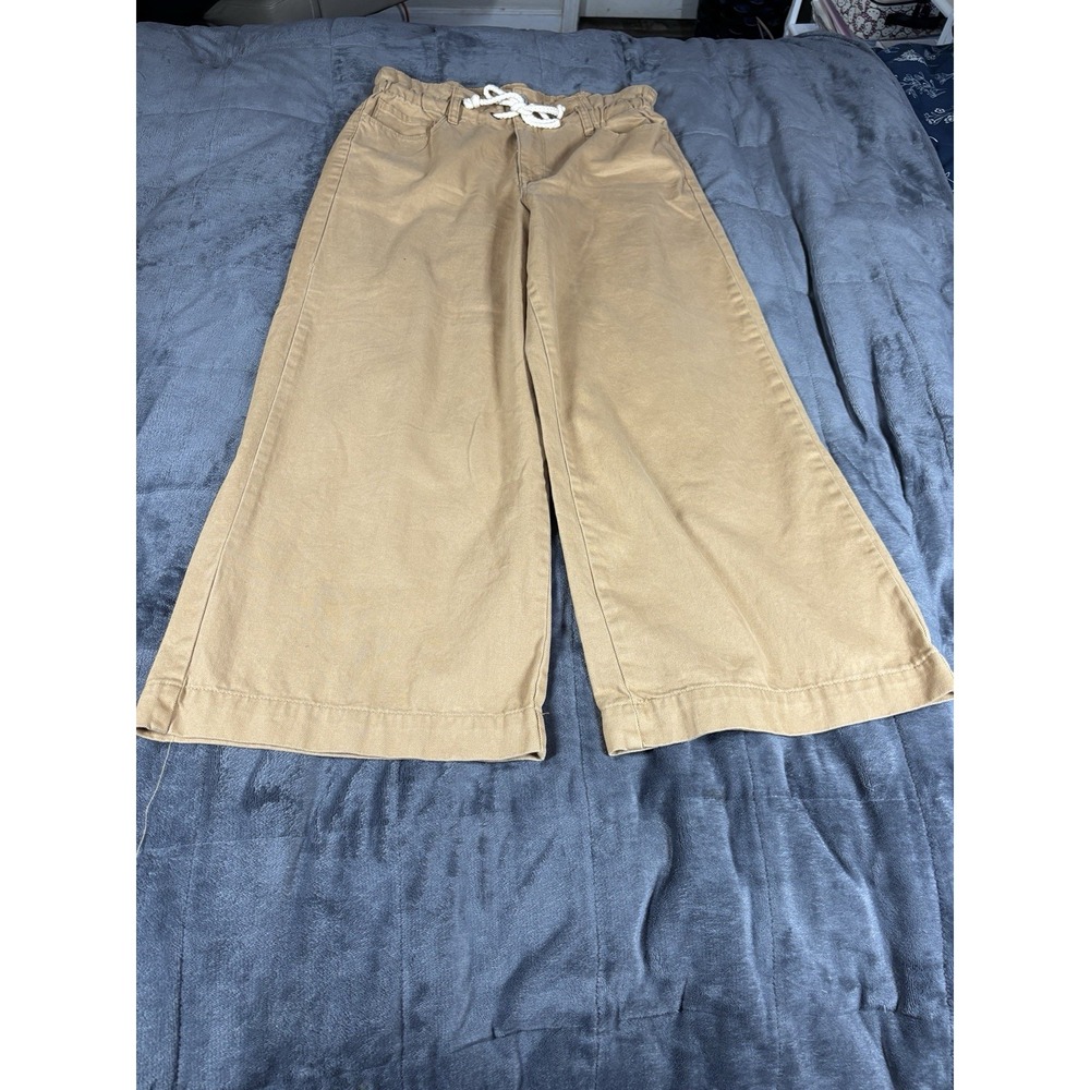 Kensie Jeans High Waist‎ Mom Wide-Leg Paperbag Pants Size 8/29 Beige Khaki Crop
